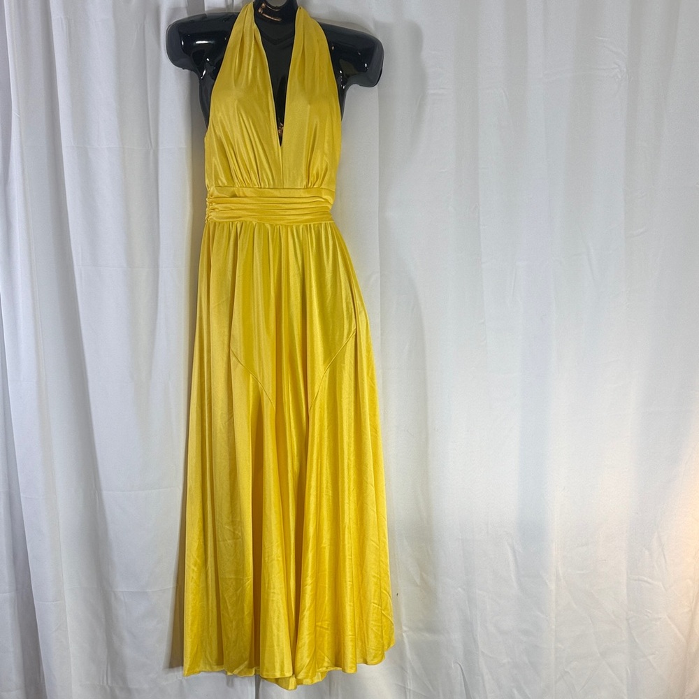 Elegant Yellow Halter Dress/Pants